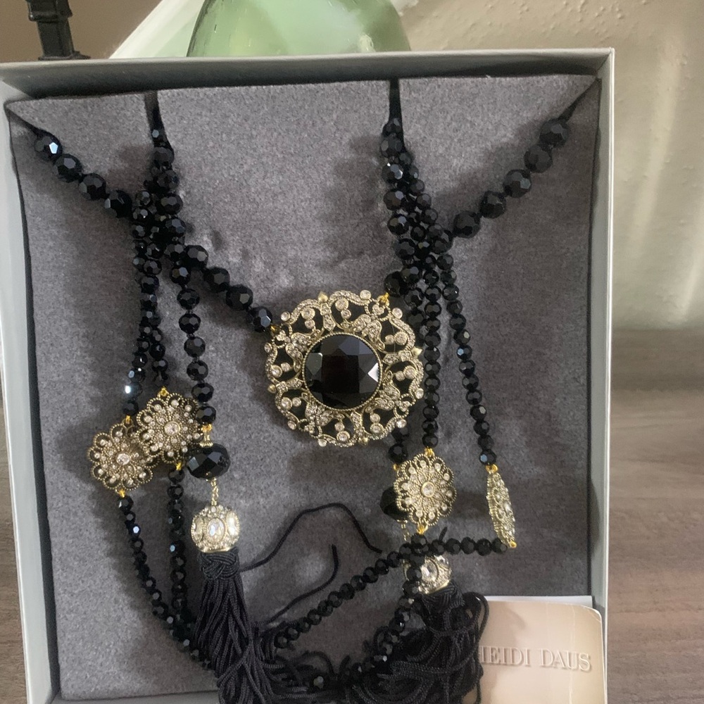 Heidi Daus Black and Gold Beaded Necklace
